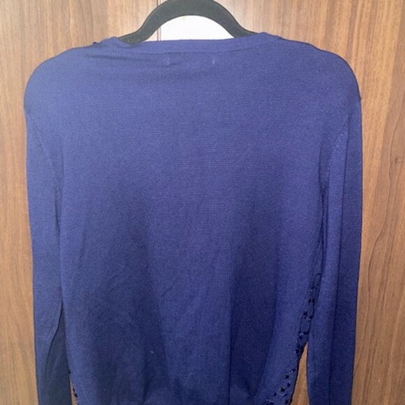 Melrose Chic Navy Sequin Button-Up Cardigan | Size L - Picture 3 of 3